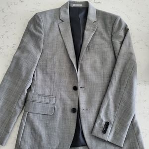 Express Photographer Gray Men's Fitted Suit Jacket
